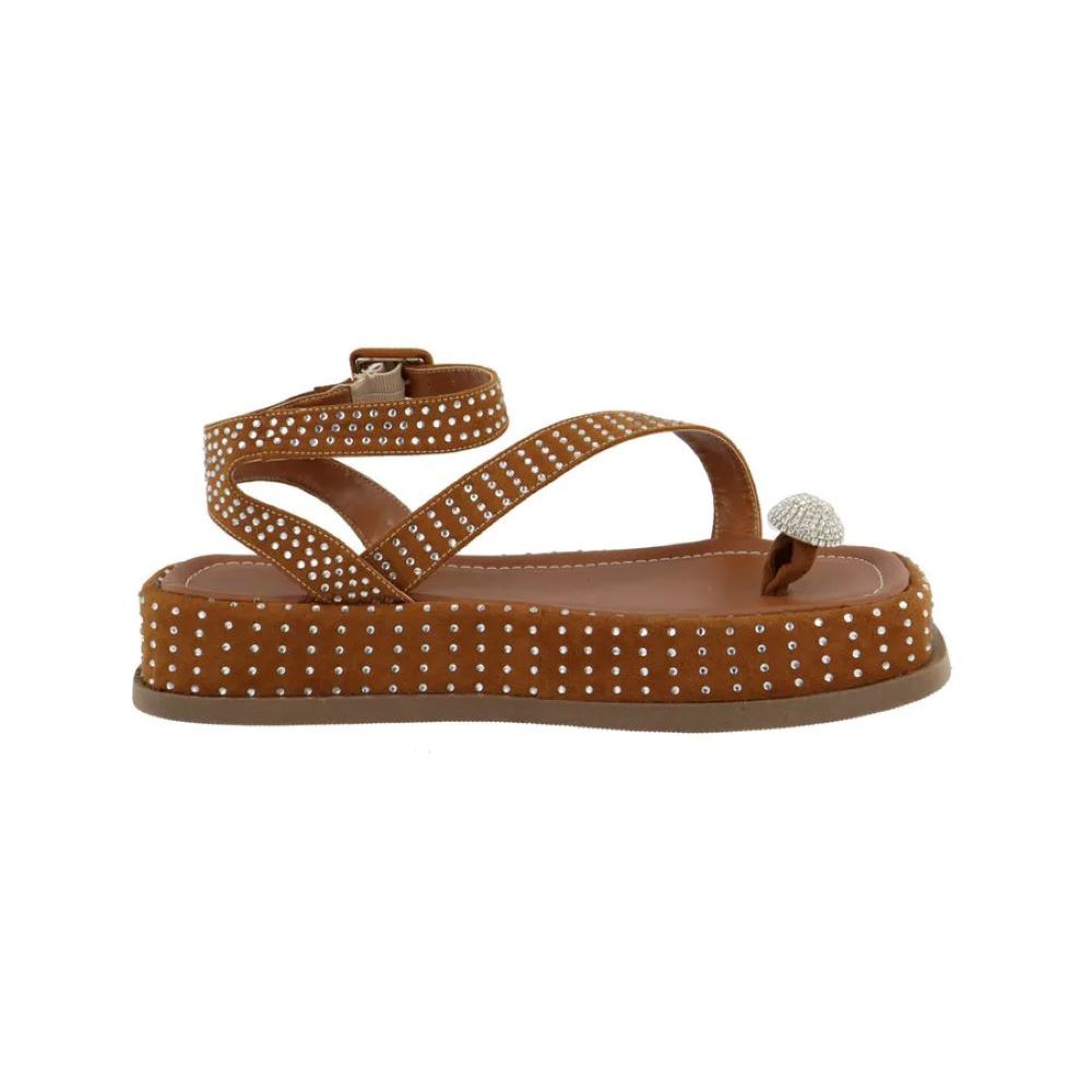 Sandália Damers Feminina Flat Plataforma Strass 