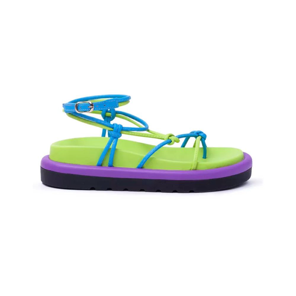 Sandália Damers Papete Gladiadora - Verde e Azul