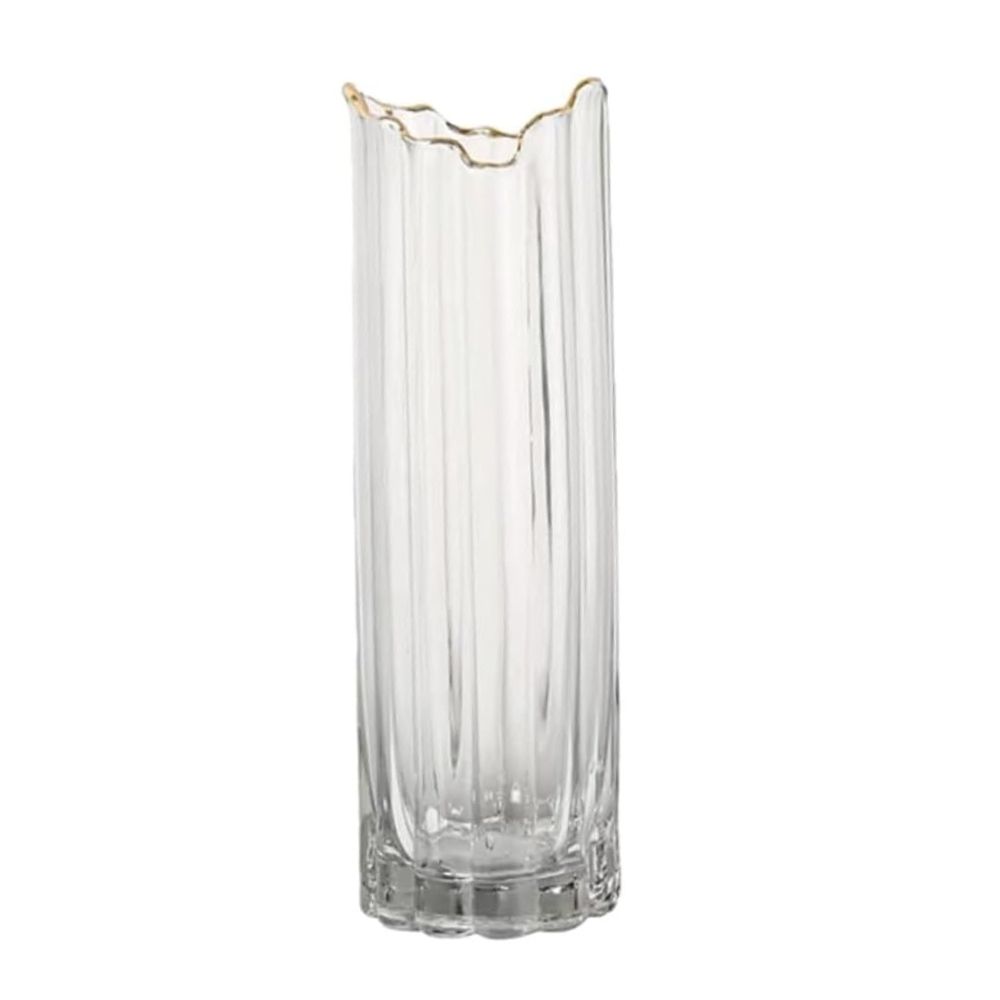 Vaso de Vidro com Detalhe em Ouro