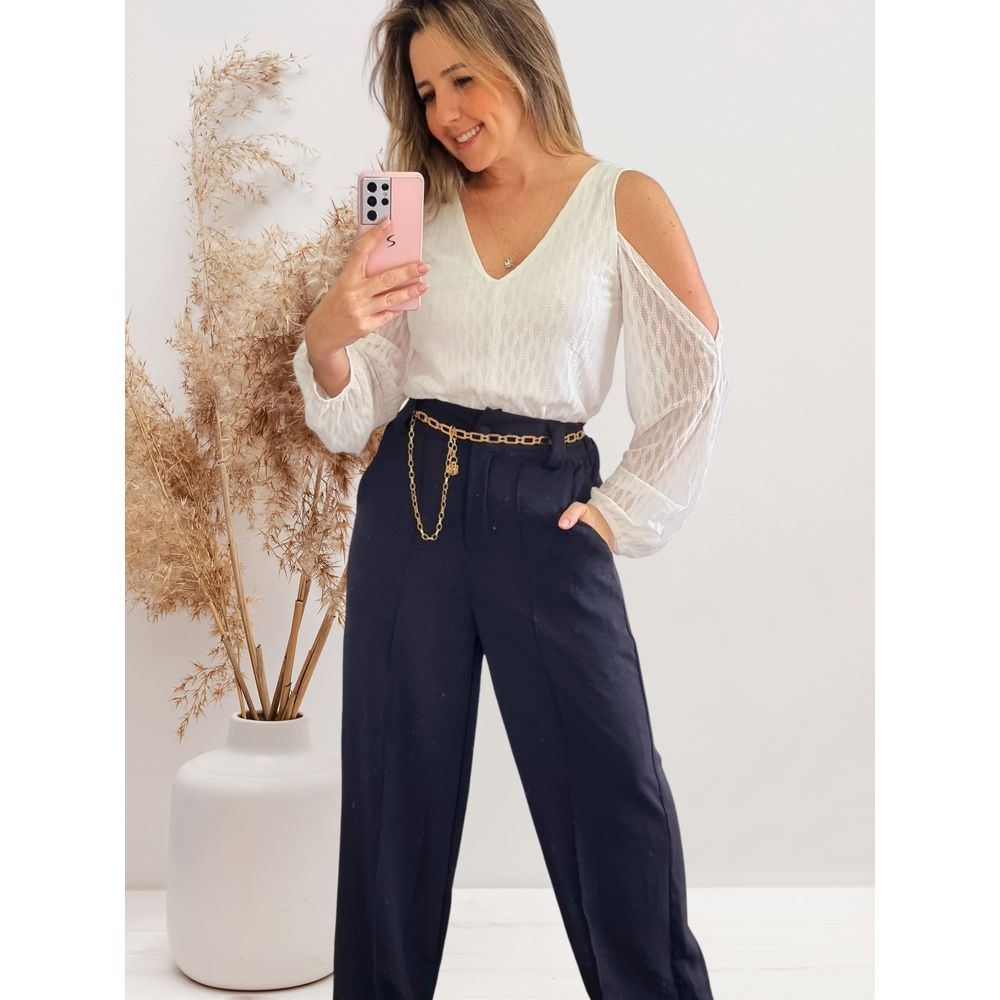Calça crepe online preta