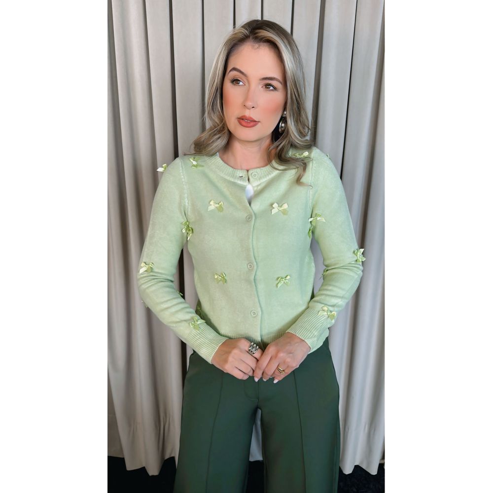 Blusa Feminina Manga Longa Laço - Verde - Cod 278