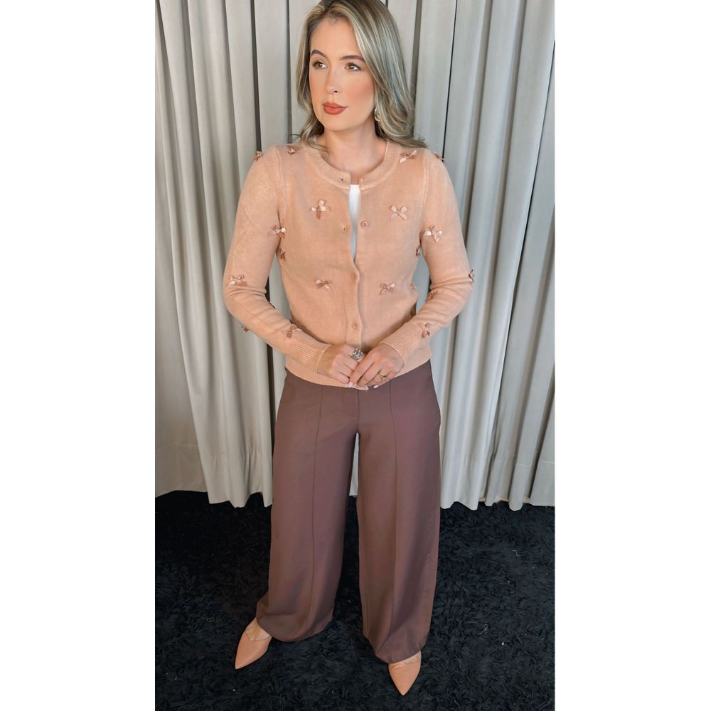 Blusa Feminina Manga Longa Laço - Nude - Cod 278
