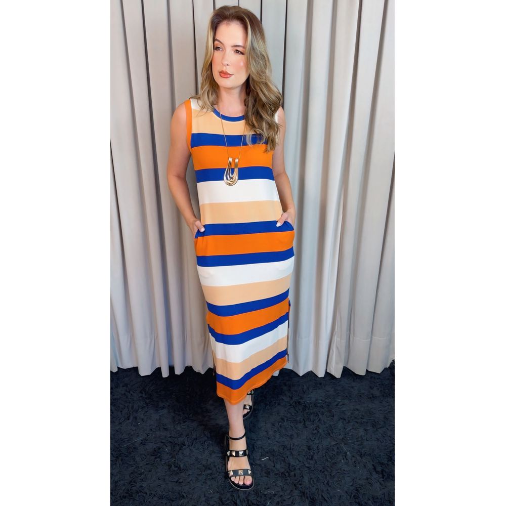 Vestido Feminino Longo Em Malha - Cod 513- Colorido