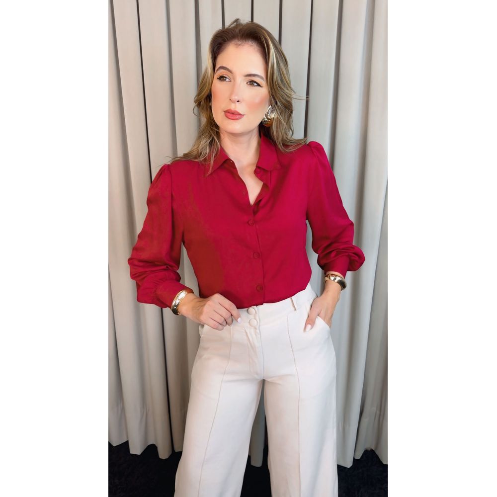 Camisa Feminina Manga Longa Lisa - Marsala - Cod: 502