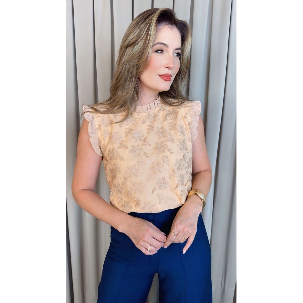 Blusa Feminina Em Lese 3D Delicada - Nude - Cod 329