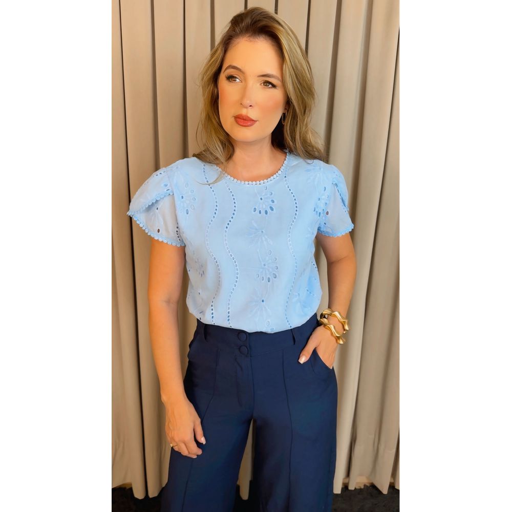 Blusa Feminina Em Lese Delicada - Azul - Cod 328