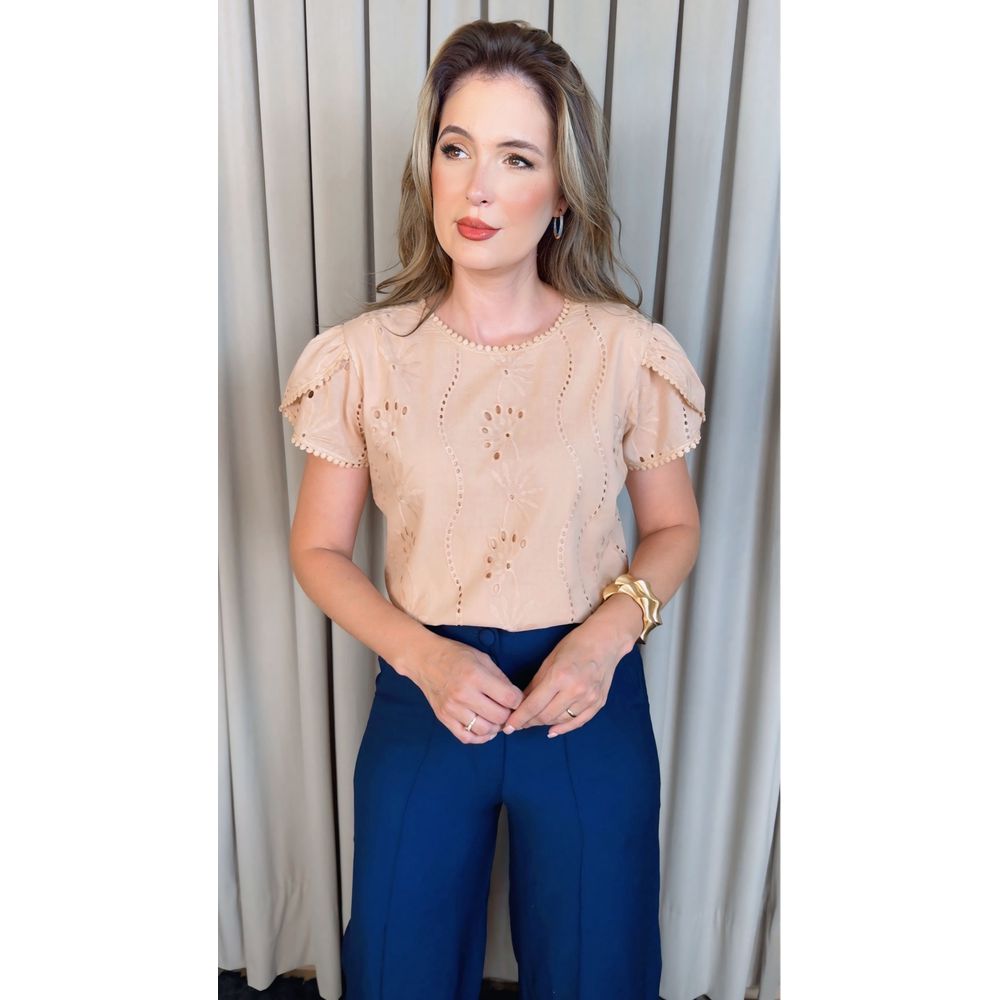 Blusa Feminina Em Lese Delicada - Nude - Cod 328