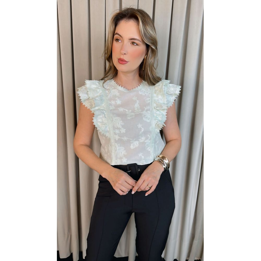 Blusa Feminina Delicada Bordada - Verde - Cod 312