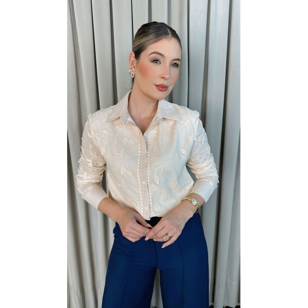 Camisa Feminina Em Lese 3D - Cod: 310 - Nude