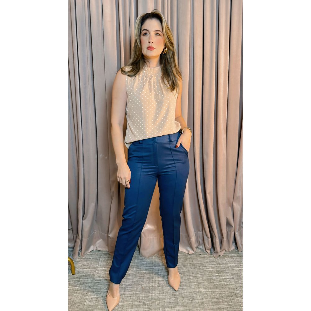 Calça Feminina Alfaiataria Flare - Azul Marinho - Cod 252