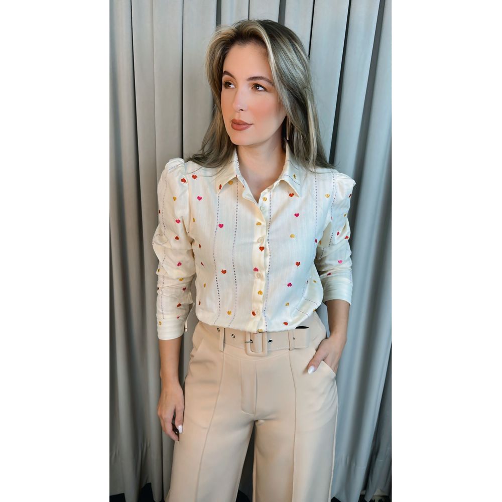 Camisa Feminina Manga Longa Bordada - Cod: 281 - Off