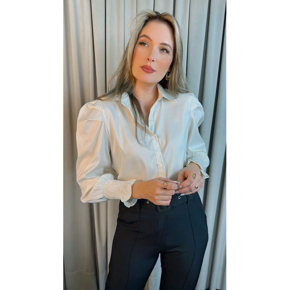 Camisa Feminina Manga Longa Listrada - Cod: 276 - Nude