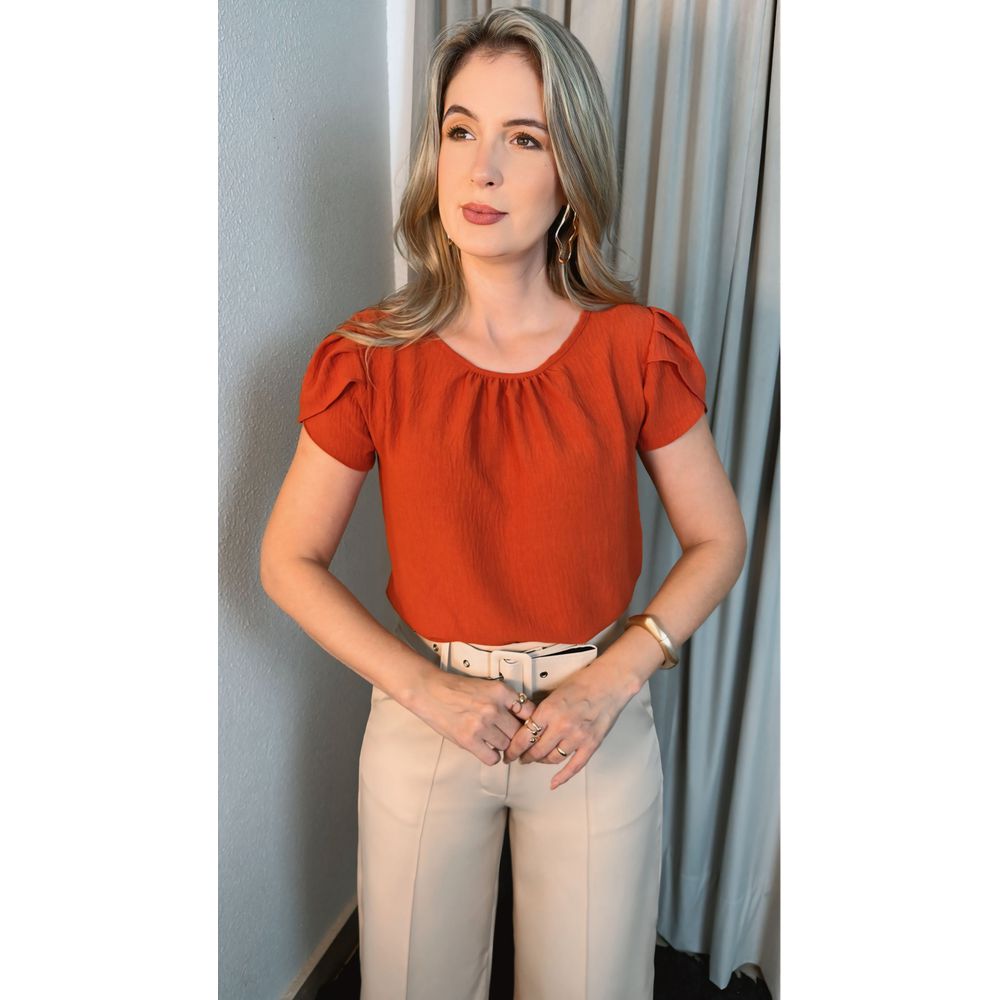 Blusa Feminina De Manguinha - Laranja - Cod 259
