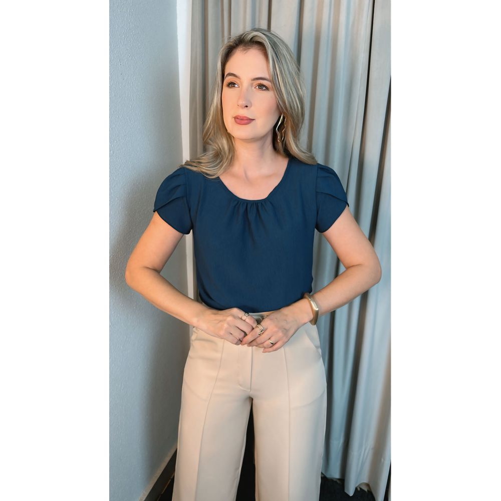 Blusa Feminina De Manguinha - Azul Escuro - Cod 259