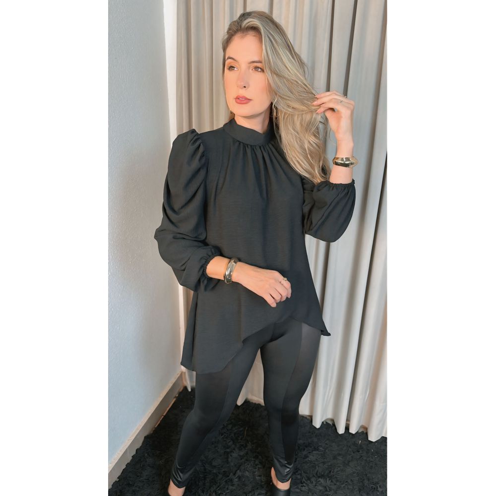 Blusa Boho Manga longa - Preto - Cod 249