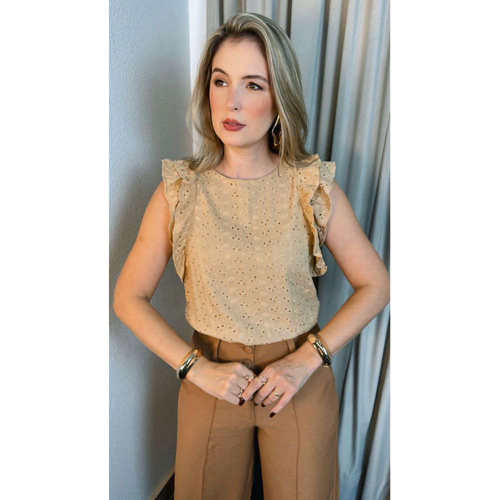 Blusa Feminina Em Lese Bordada - Nude - Cod 254