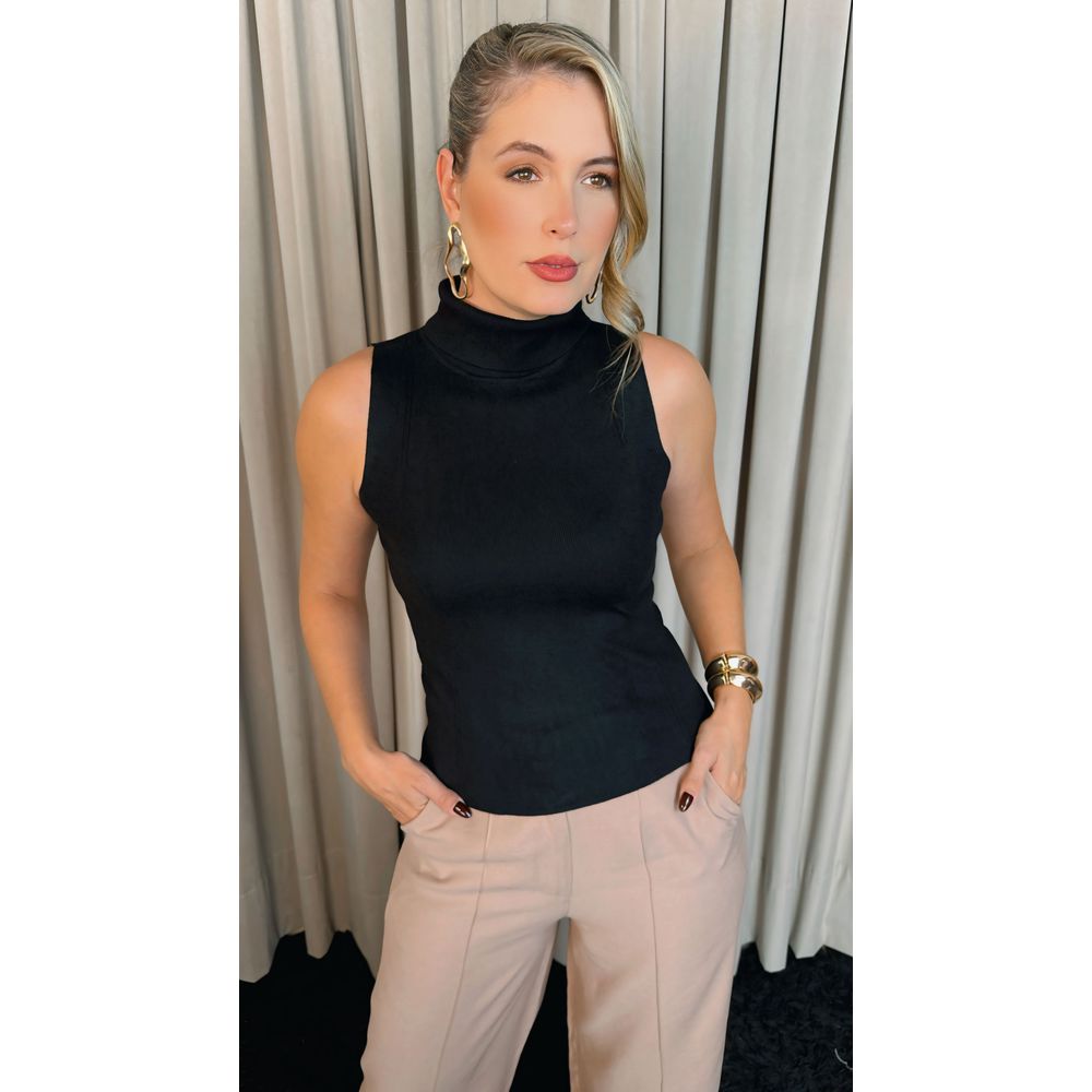 Blusa Básica Em Trico - Preto - Cod 243