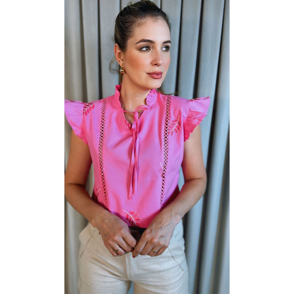 Blusa rosa bordada shop