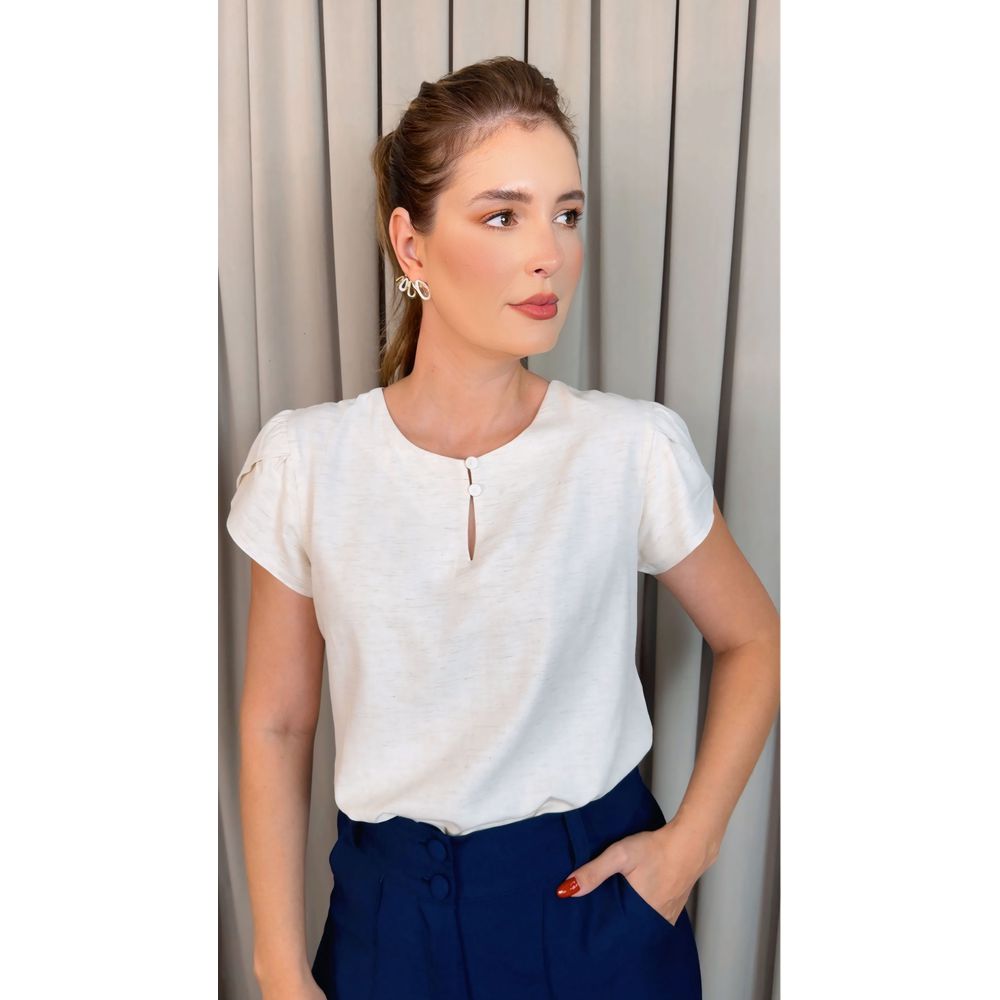Blusa Feminina Delicada Manguinha - Cru - Cod 541