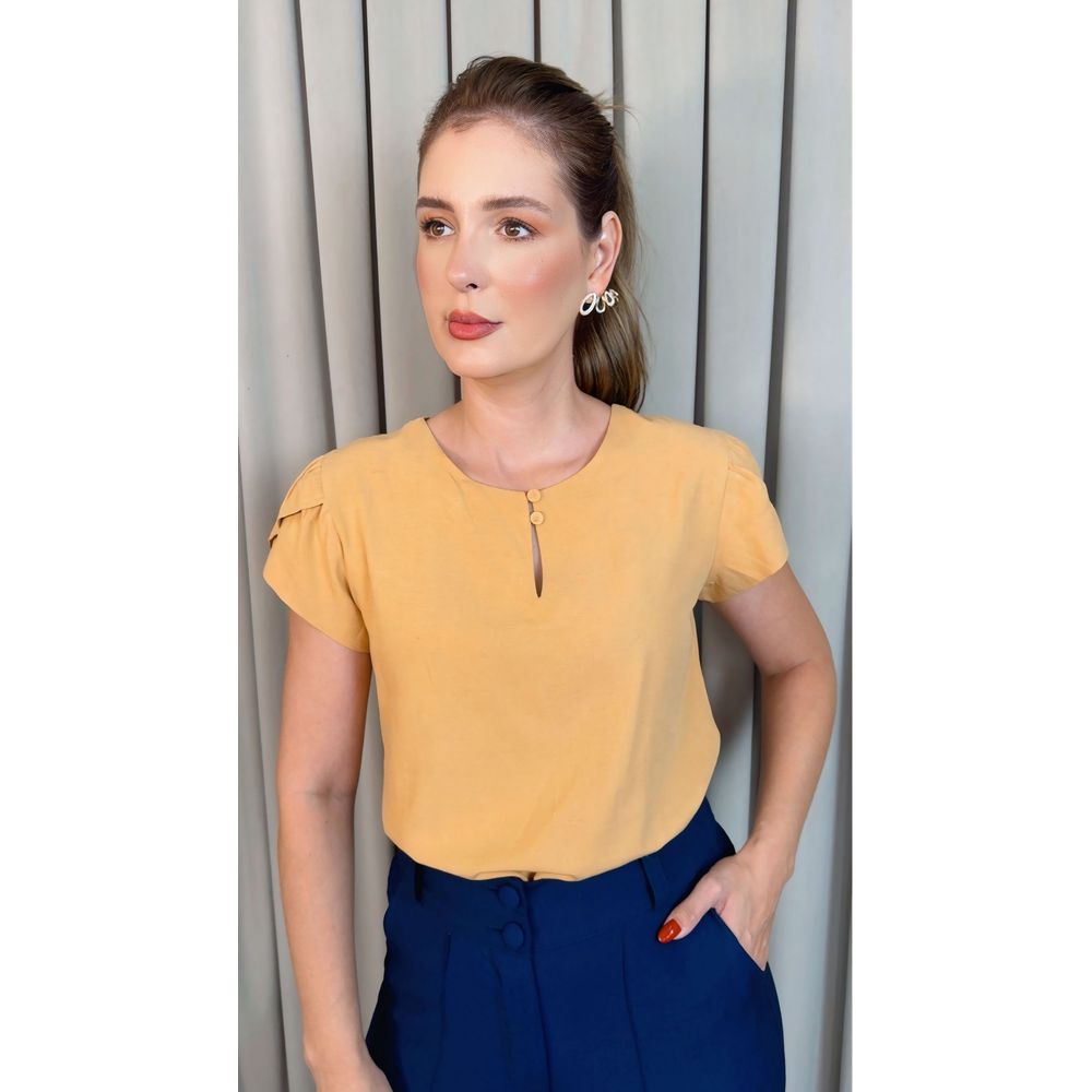 Blusa Feminina Delicada Manguinha - Mostarda - Cod 541
