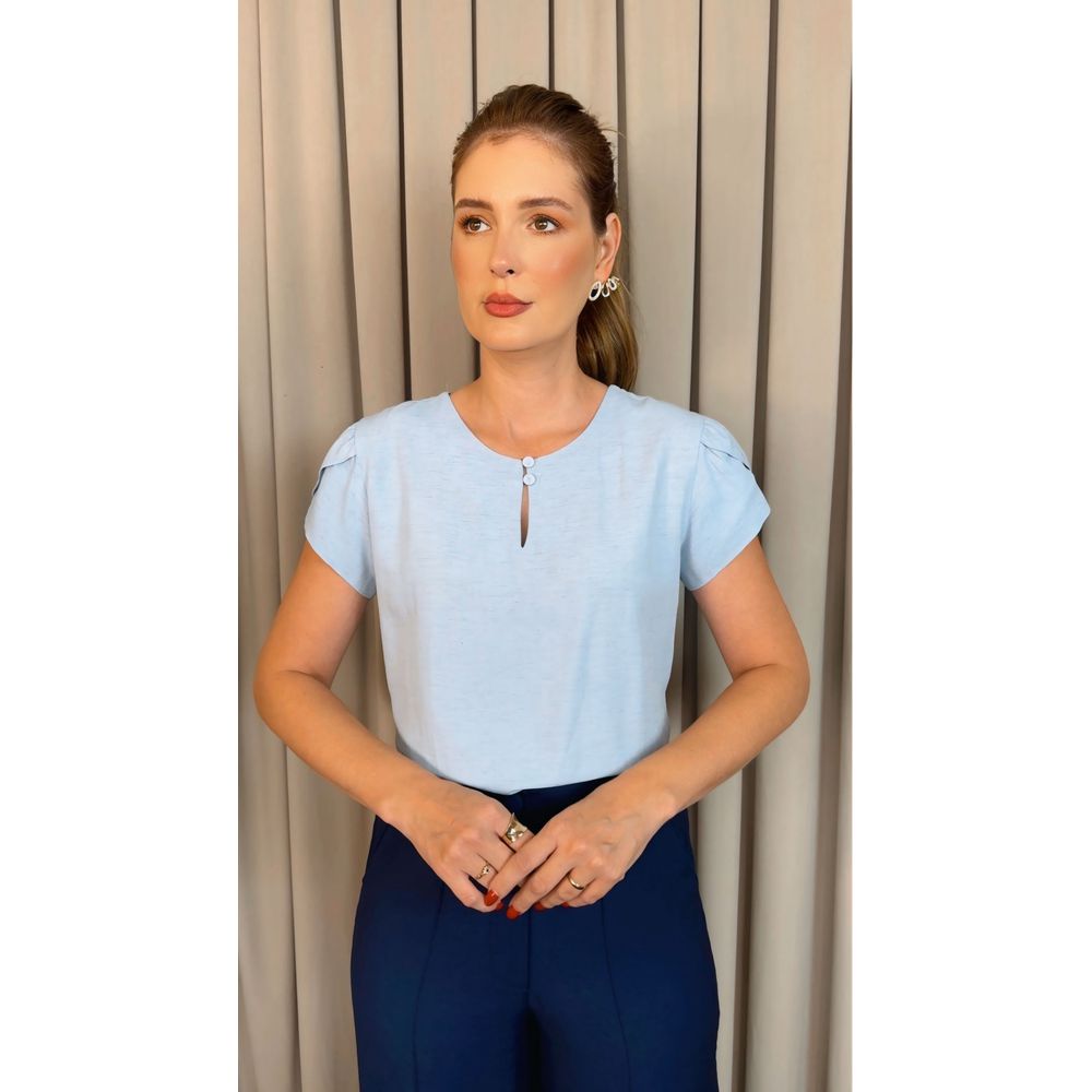 Blusa Feminina Delicada Manguinha - Azul - Cod 541