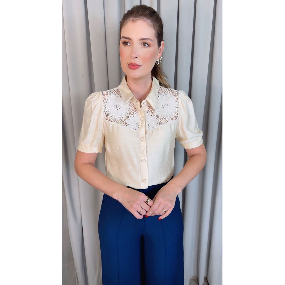 Blusa Feminina Delicada Bordada - Amarela - Cod 554