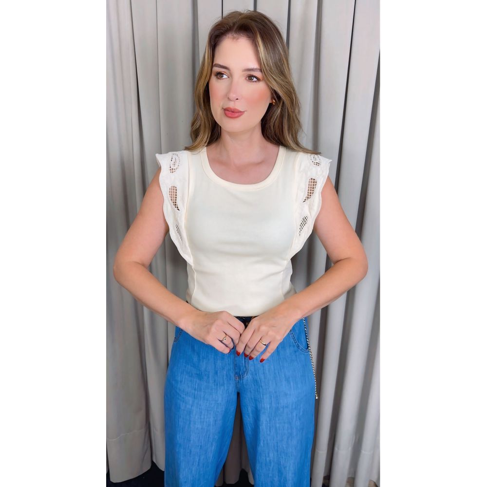 Blusa Feminina Regata Delicada - Off White - Cod 543