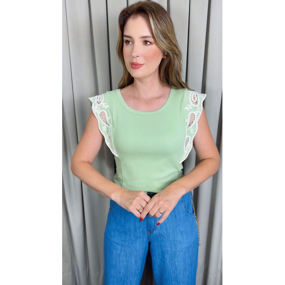 Blusa Feminina Regata Delicada - Verde - Cod 543