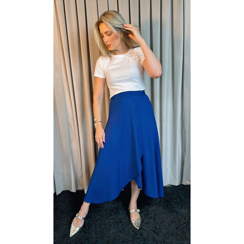 Saia Transpassada Feminina - Azul Marinho -Cod 337