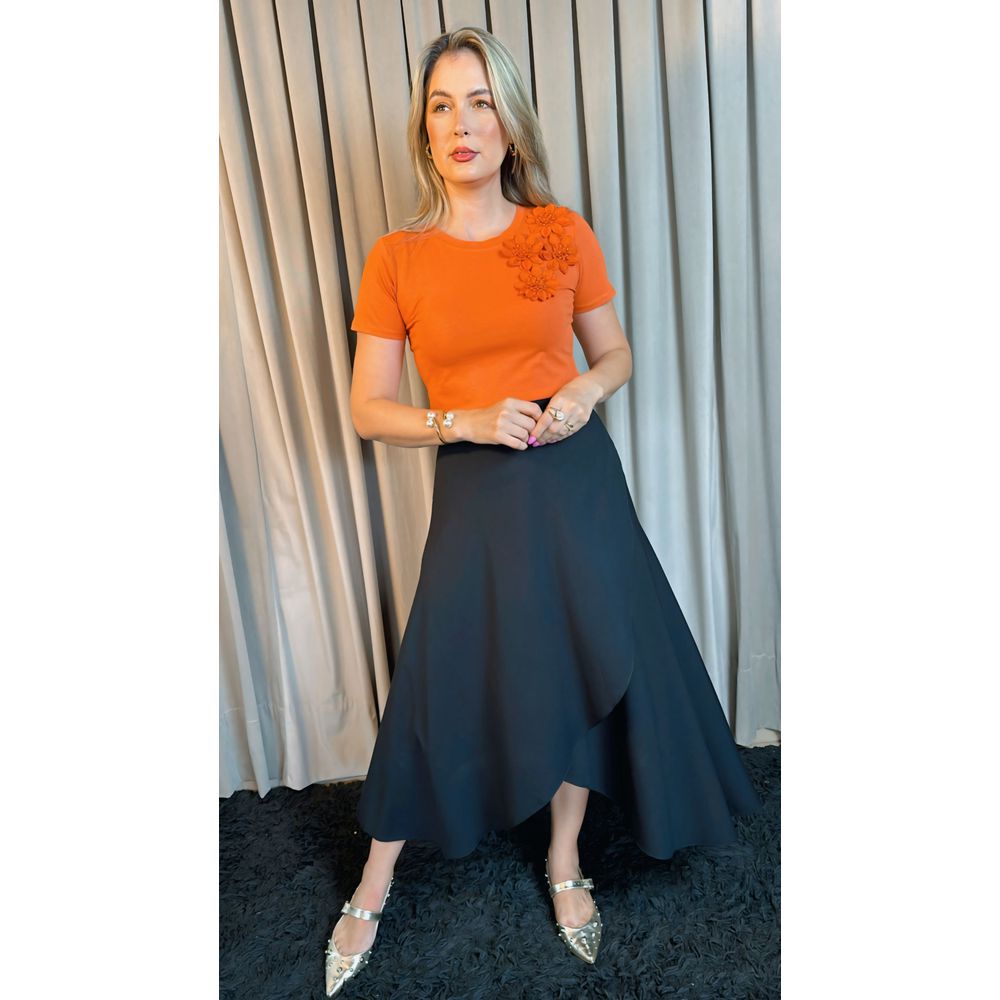 Saia Transpassada Feminina - Preta -Cod 337