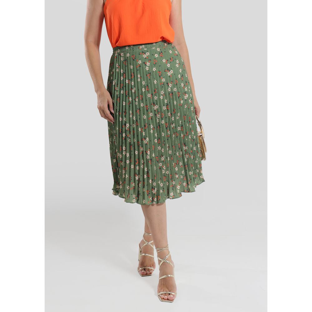 Saia Plissada Verde Feminina - Cod 130