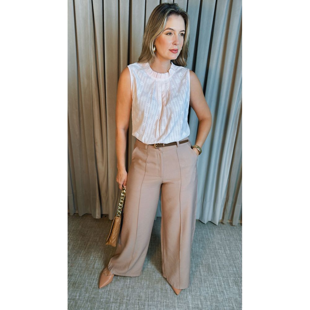 Blusa Classica e Elegante Gola Plisada - Rosa - Cod 187