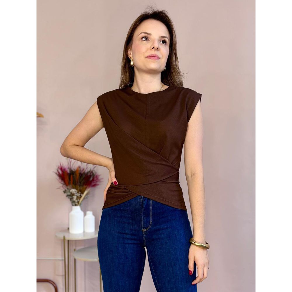 Blusa Transpasse - Marrom - DONNA LELLA