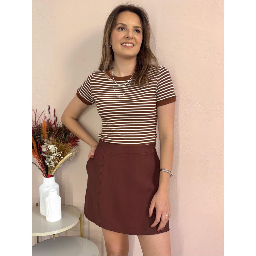 Blusa Kaila Listrada - Marrom - DONNA LELLA