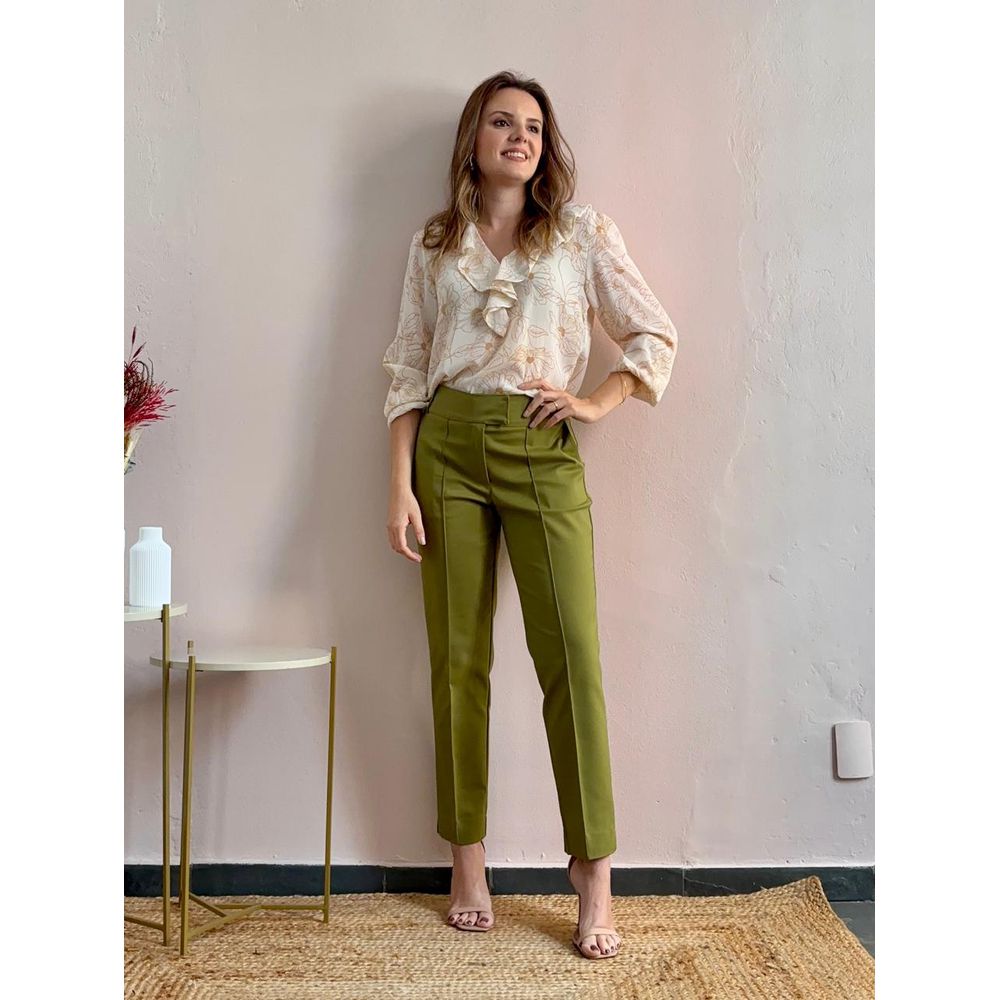 Calça Marie Alfaiataria - Oliva - DONNA LELLA