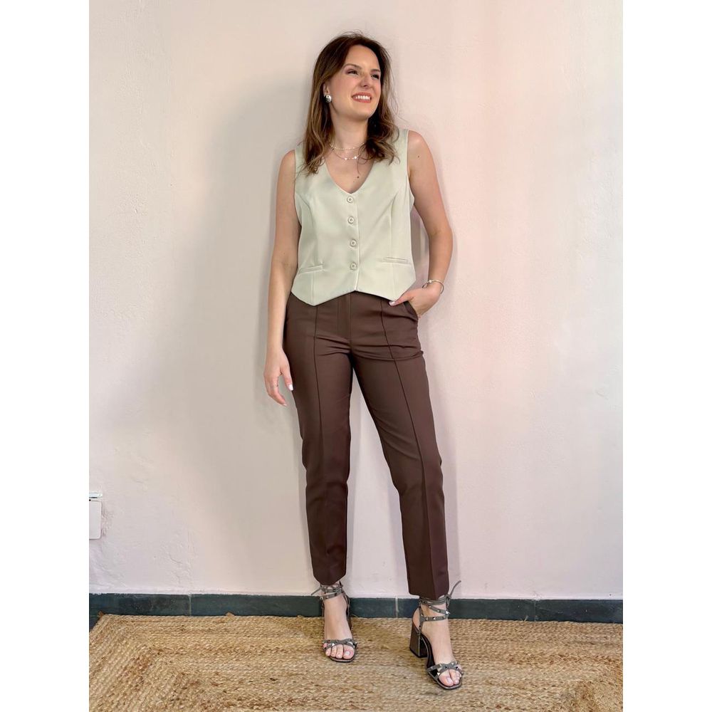 Calça Marie Alfaiataria - Marrom - DONNA LELLA