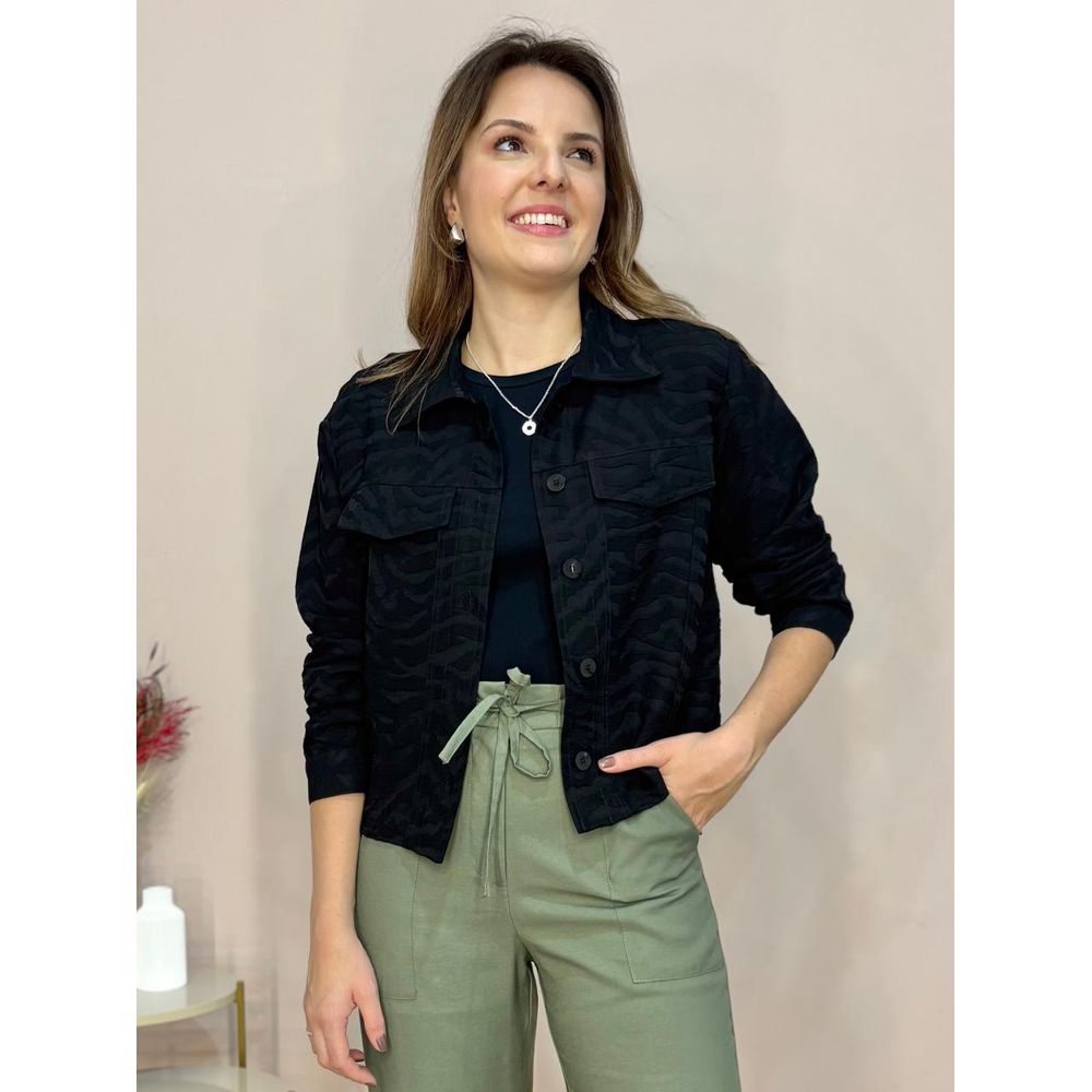 Jaqueta Jacquard - Preta - DONNA LELLA