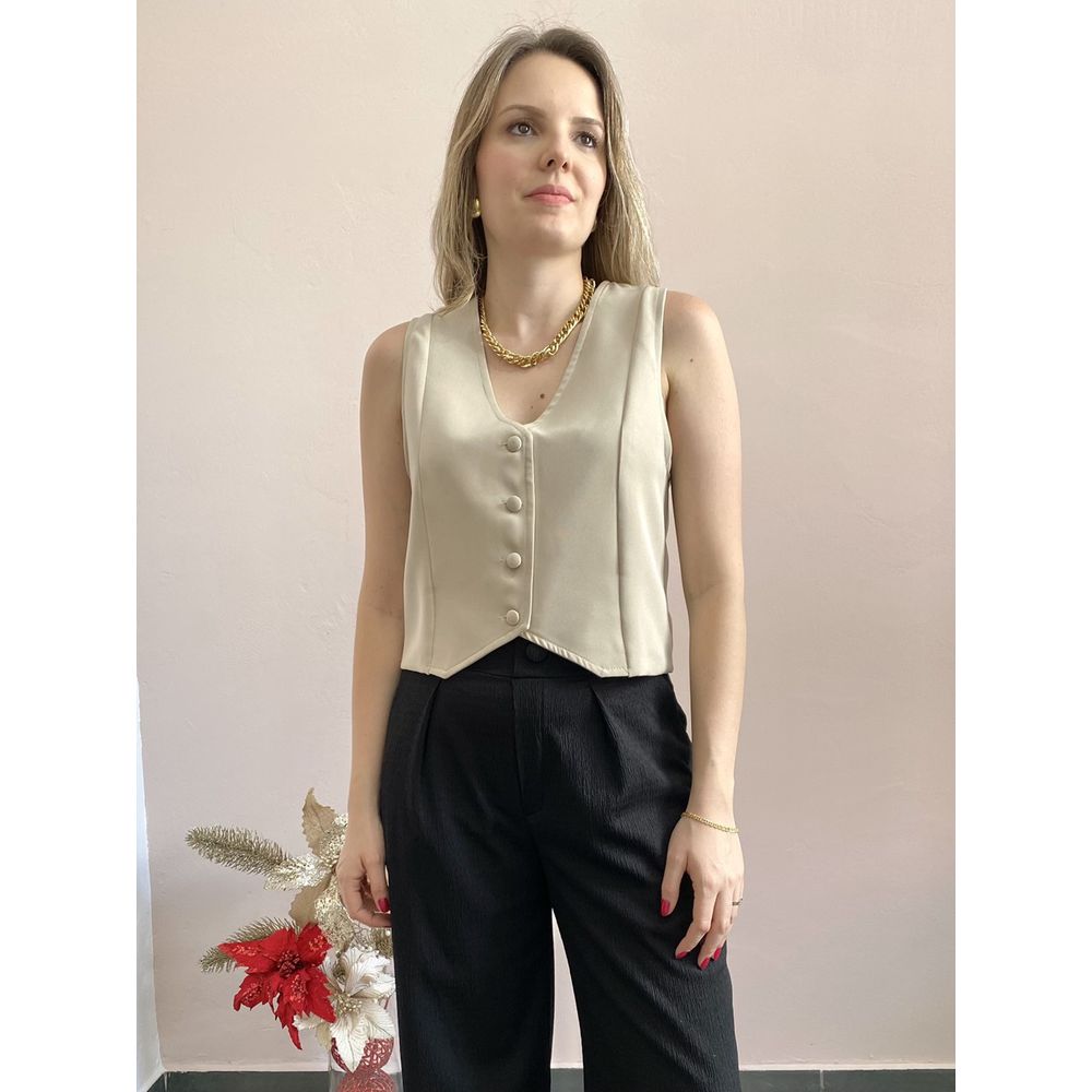 Colete Alfaiataria Botões Forrados - DONNA LELLA