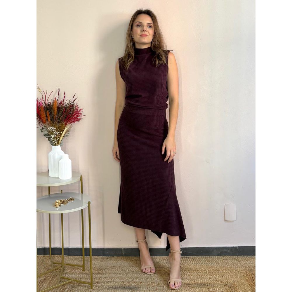 Saia Anastasia Assimétrica - Marrom - DONNA LELLA