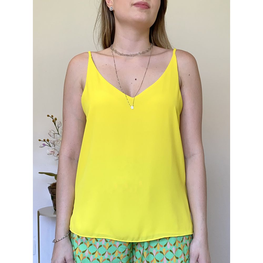 Regata Hibisco Básica Crepe - Amarela - DONNA LELLA
