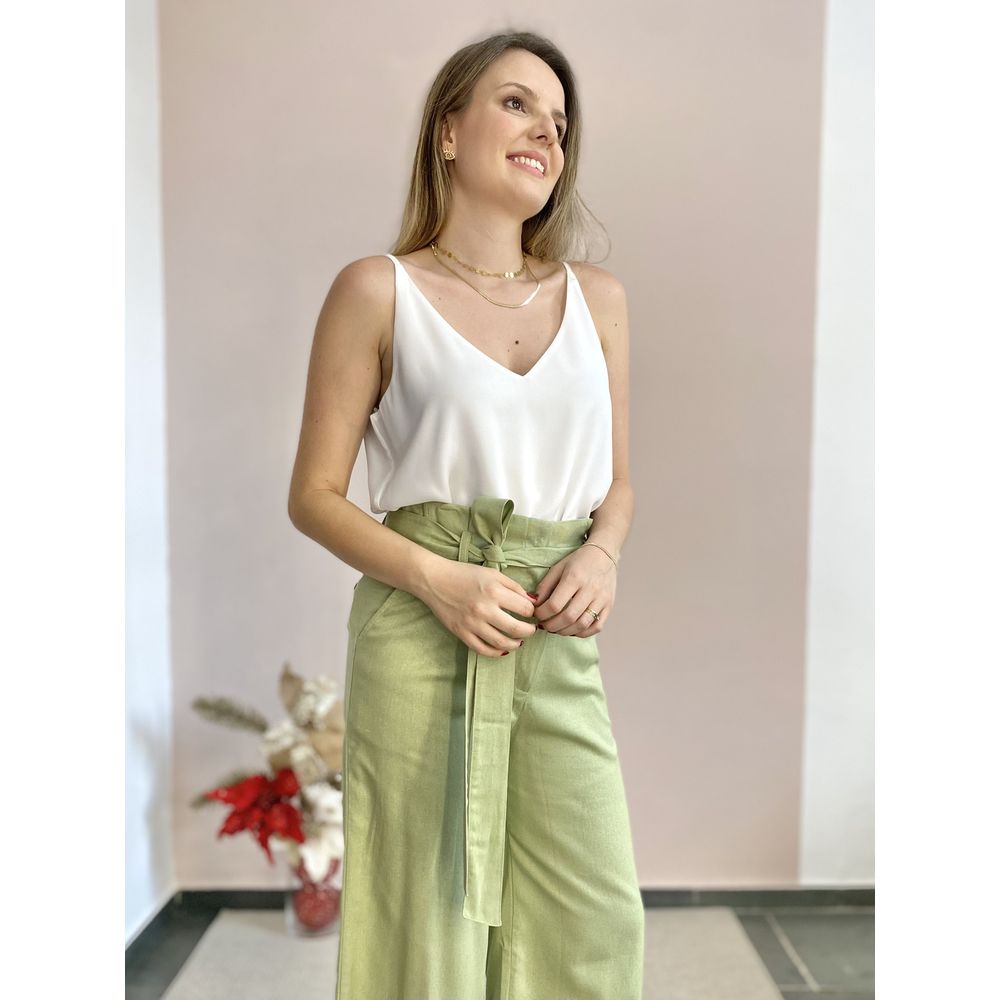 Regata Hibisco Básica Crepe - Branca - DONNA LELLA