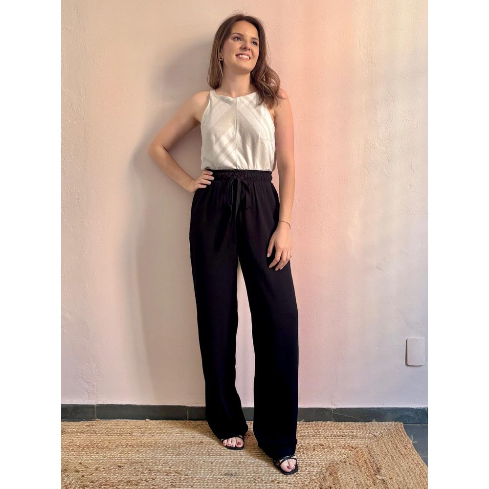 Calça Pantalona Dani - Preta - DONNA LELLA