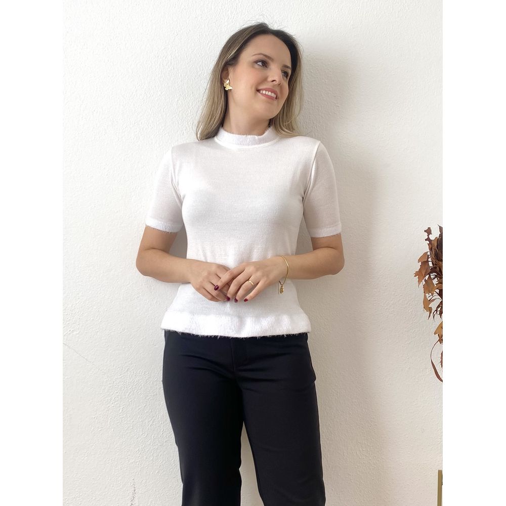 Blusa Carina Modal Pelinhos - Branca - DONNA LELLA
