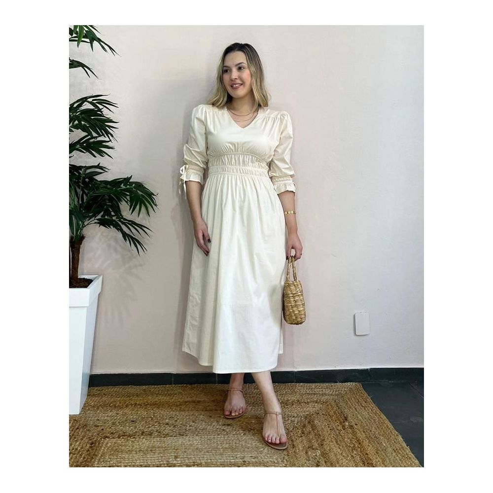Vestido Julia Midi - Offwhite - DONNA LELLA