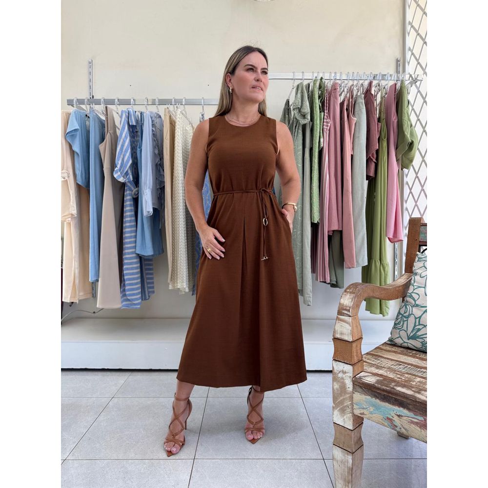 Vestido Cinto - Marrom - Elisete Ferreira