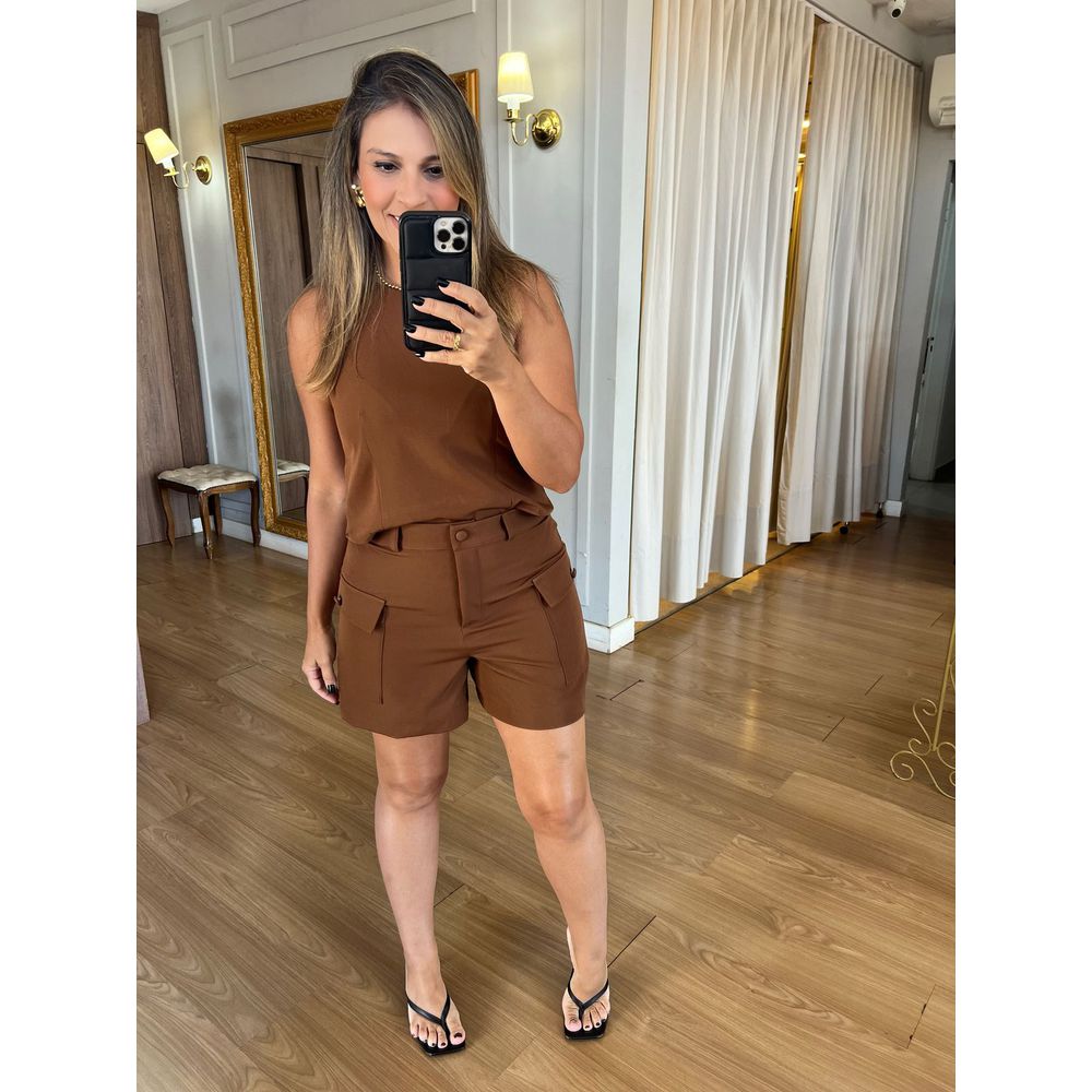 SHORTS ALFAIATARIA - MARROM - Espasso Bela | Moda Feminina