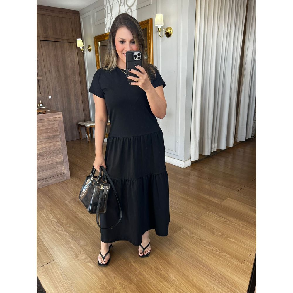 VESTIDO MALHA DE ALGODÃO ZARA - PRETO - Espasso Bela | Moda Feminina