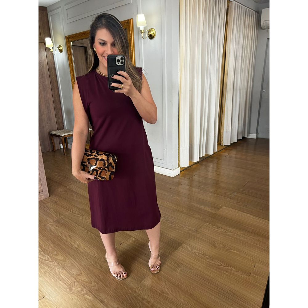VESTIDO MALHA DE ALGODÃO MUSCLE - MARSALA - Espasso Bela | Moda Feminina