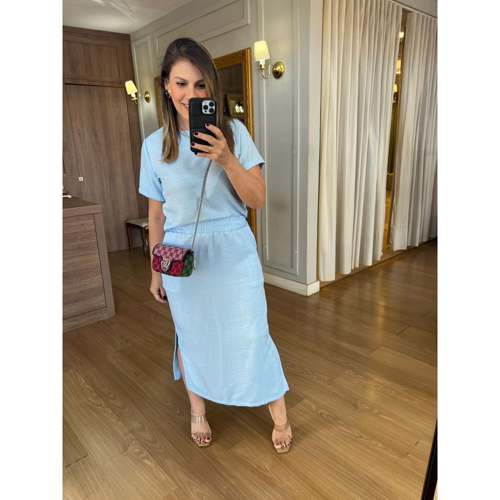 CONJUNTO EM LIOCEL BEATRIZ - AZUL CANDY - Espasso Bela | Moda Feminina