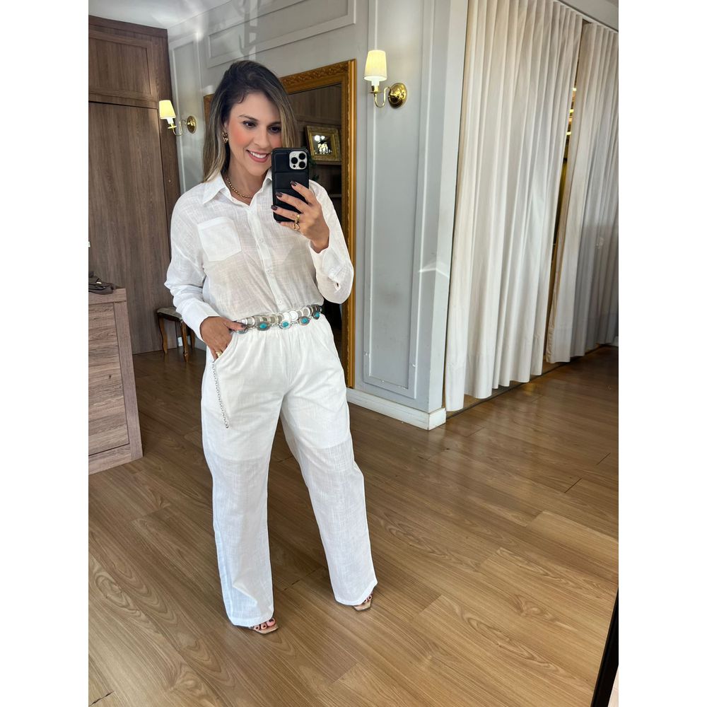 CONJUNTO CALÇA E CAMISA 100% ALGODÃO EVA - BRANCO ... - Espasso Bela | Moda Feminina